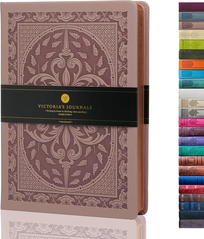 VICTORIA'S JOURNALS Vintage Journal Faux Leather Gilded Edge Hardcover | Retro Embossed Cover, Fountain Pen Friendly Paper, Premium Vegan Leather Notebook, Gilded Edges, Great for Gifting