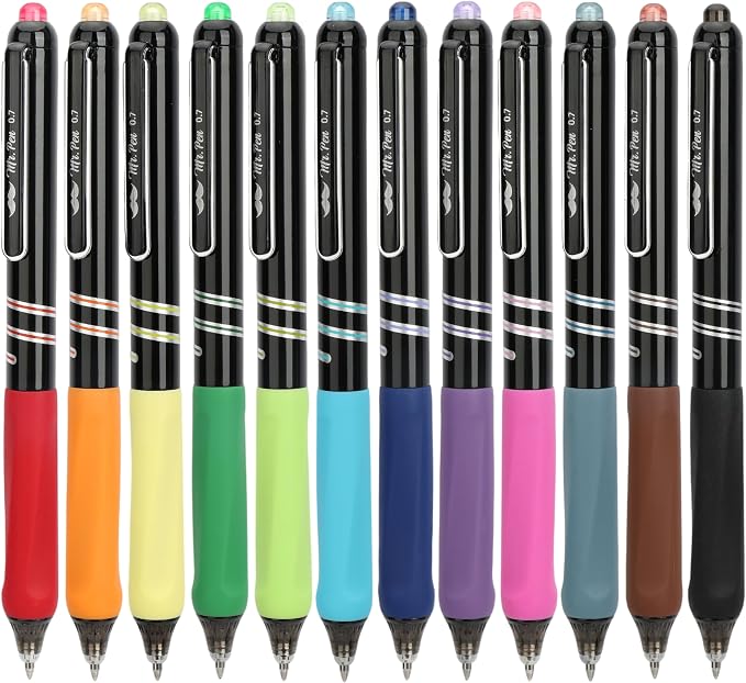 Mr. Pen- Retractable Gel Pens, 12 Pack, 0.7mm Fine Point, Colorful Ink | Fast-Dry & Smooth Writing Pens for Note-Taking, Journaling, Office, School & Everyday Use