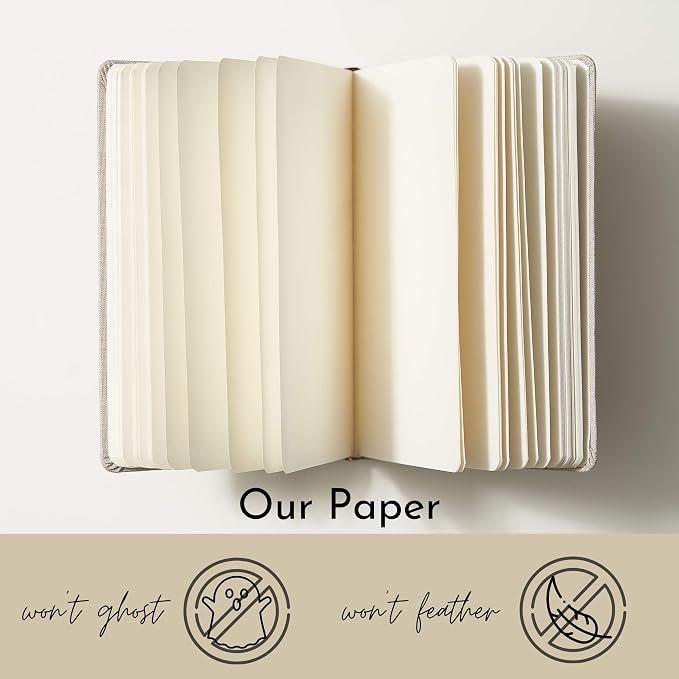 Portage Blank Hardcover Aesthetic Notebook Writing Journal – Bleed-Proof Paper Notepad for Journaling, High GSM, A5 Notebook, Cream Pages - Oatmeal, 6 x 8.5 Inches, 224 Pages
