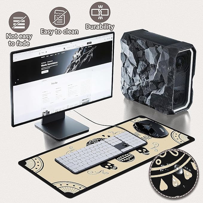 Gaming Mouse Pad - (31.5"×11.8") Skull Large Mouse Pads for Desk - Desk Mat for Keyboard and Mouse with Non-Slip Base, Desks Pad Matfor Game/Office & Home
