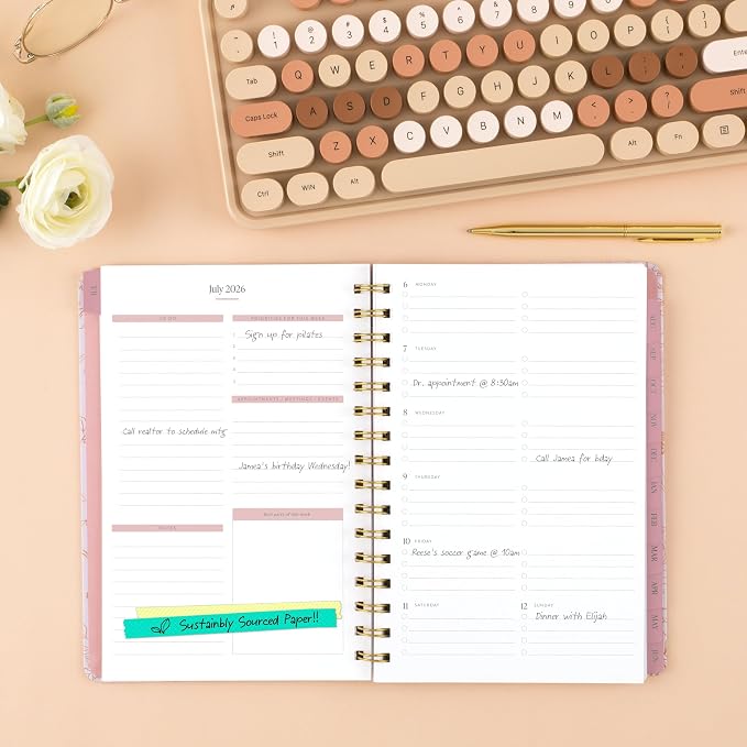 Cambridge Planner 2026-2027 Weekly & Monthly Academic 12-Month July-June, 5-1/2" x 8-1/2", Pen+Pillar, Sketched Floral (PP25-200A)