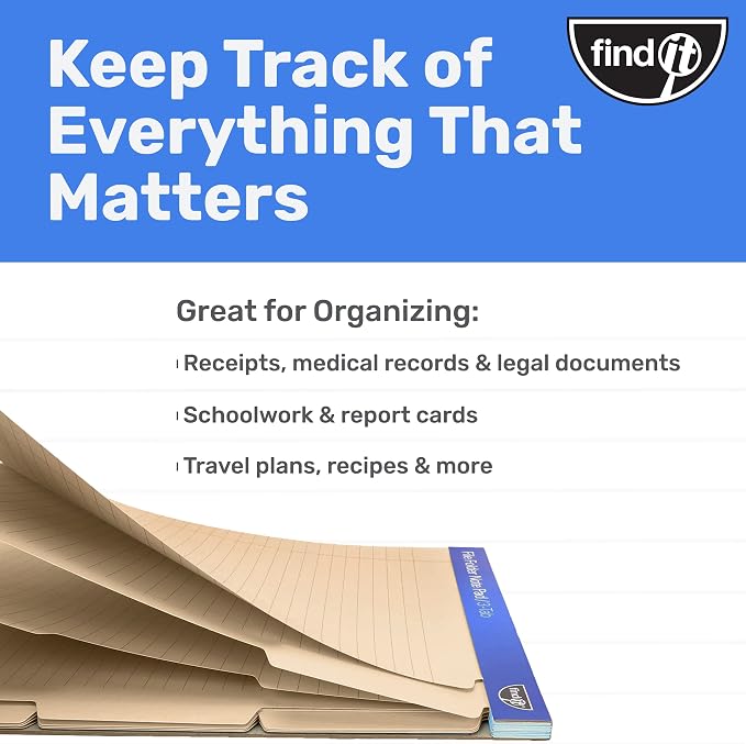Find It File Folder Notepad - Pack of 12-9.5 x 12.5 Inch Notebook Organizer Folders for Filing, Document, and Clipboard Organization - Manila | Wide-ruled clipboard-style pages, tear-out perforated sheets, great for office, home, and school filing orga...