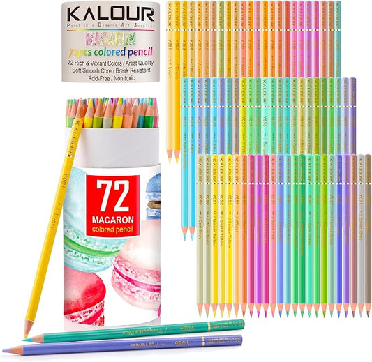 KALOUR Macaron Pastel Colored Pencils,Set of 72 Colors,Artists Soft Core,Ideal for Drawing Sketching Shading,Coloring Pencils for Adults Kids Beginners