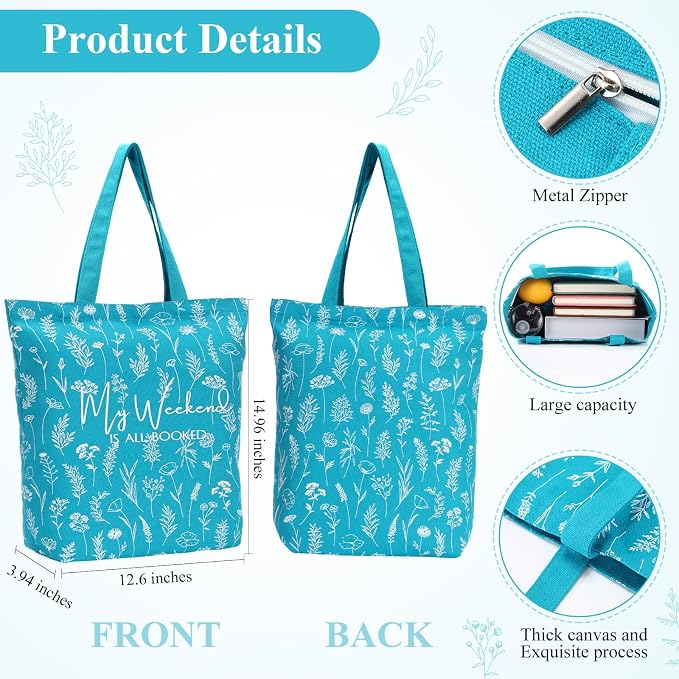 Havawish 14 Pcs Book Lovers Gift for Women 16 oz Glass Cup Tote Bag A6 Journal Notebook Pens Highlighters Sticky Notes Back to School Teacher Librarian Bookish Book Club(Greenish Blue,Aesthetic)