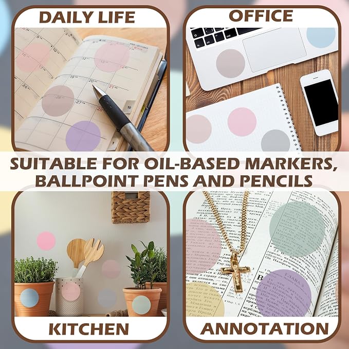 500 Sheets Transparent Sticky Notes Back to School Translucent Clear Sticky Notes Pastel Round Transparent Tabs See Through Memo Pads for Bible Office School Supplies