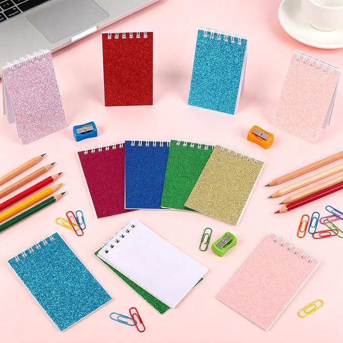 Hooqict 24 Pack Small Pocket Notebook Mini Notepads for Kids Party Favors Small Spiral Notepads Colorful Mini Notebooks Bulk Memo Pads for Work, Office, School, Classroom, 3.9 x 2.4 Inches