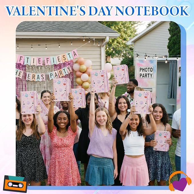Fulmoon 24 Set Music A6 Spiral Notebook with Ballpoint Pens 50 Sheets, 4"x 6" Singer Small College Ruled Notepads Concert Journaling Notebooks Bulk for Music Party Goodies Bags Back to School Supplies