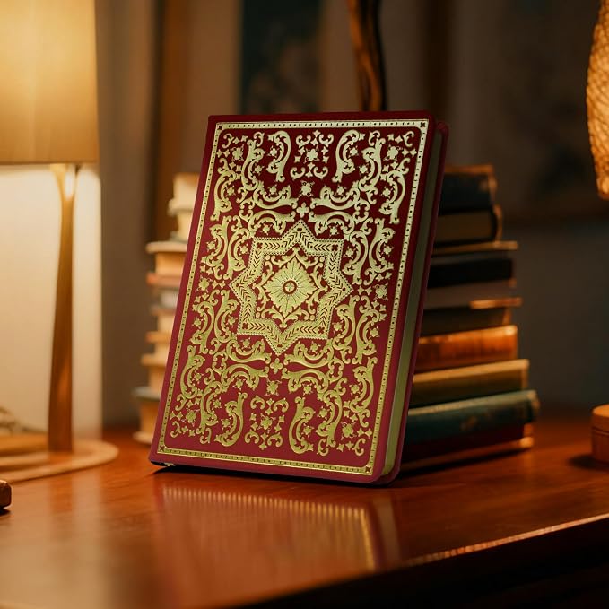 Gilded Vintage Leather Journal Hardcover Antique Diary Notebook | Ornate Decorative Pattern Cover, Premium Lined Paper, Classic Diary for Journaling, Writing, Poetry & Gifting