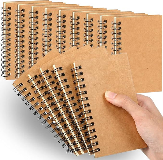 Jutom 18 Pcs Small Spiral Notebooks Memo Pads 3x5 Bulk Small Pocket Notepads Back to School Supplies Mini Notebook with Lined Mini Journals for Office & Work, 120 Pages (Kraft Color)