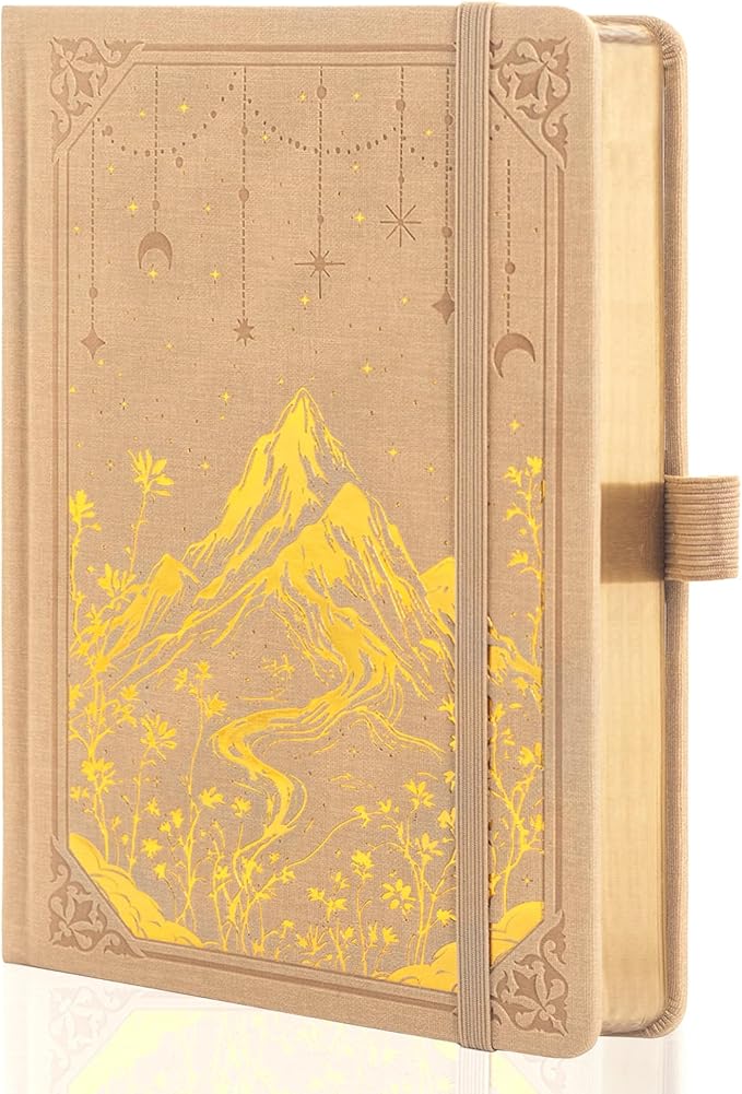 MGGAO Dotted Journal for Women Men, A5 Hardcover Dot Notebook | Aesthetic Notebook with 190 Numbered Pages, 160 GSM Thick Paper, Golden Edges, for Writing, Note Taking, Journaling
