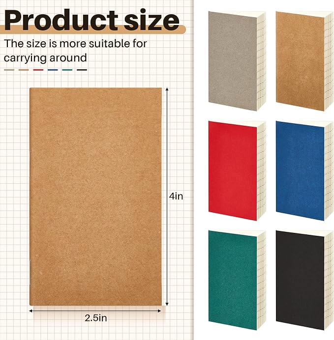 Outus 36 Pcs Pocket Notebook Mini Journal 2.5" x 4" Kraft Paper Mini Notepad Bulk Softcover Pocket Notepad Memo Diary Subject Notebooks for Student Travel School (Multicolor,Blank Cover)