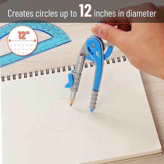Mr. Pen- Geometry Compass and Protractor Set, 6 Inch Compass | 6 Inch Protractor, Drawing Tool for School, Clear Plastic, Easy Grip, Precision Design for Math, Art, Drafting, Architecture