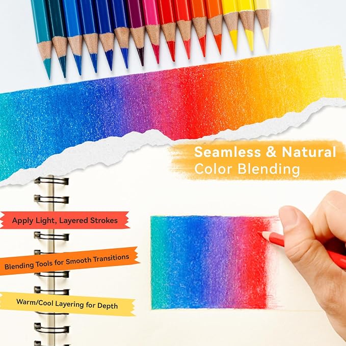 Ohuhu Colored Pencils 72-color Oil-based for Adult Coloring Portrait Halawa | Professional Grade for Artists, Adults, Durable Soft Core, Great Gift Idea for Sketching, Portrait & Coloring Book with Case