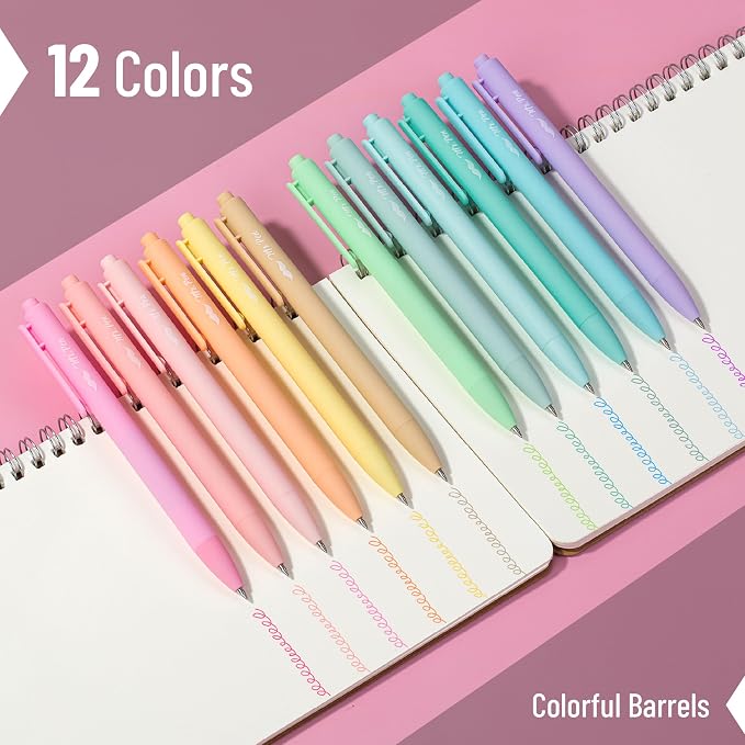 Mr. Pen- Retractable Gel Pens, 12 Pack, Assorted Color Ink | Fine Point 0.5mm, Fast Dry, Smooth Writing, Cute Pens for Drawing, Writing Planner and School Supplies