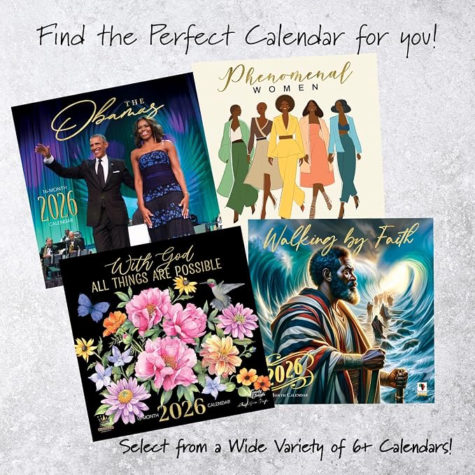 African American Expressions 2026 Wall Calendar – With God All Things Are Possible – Monthly Calendar Celebrating Black Culture & History, 12x12 Hanging Calendar, 16 Months – Christian Gifts
