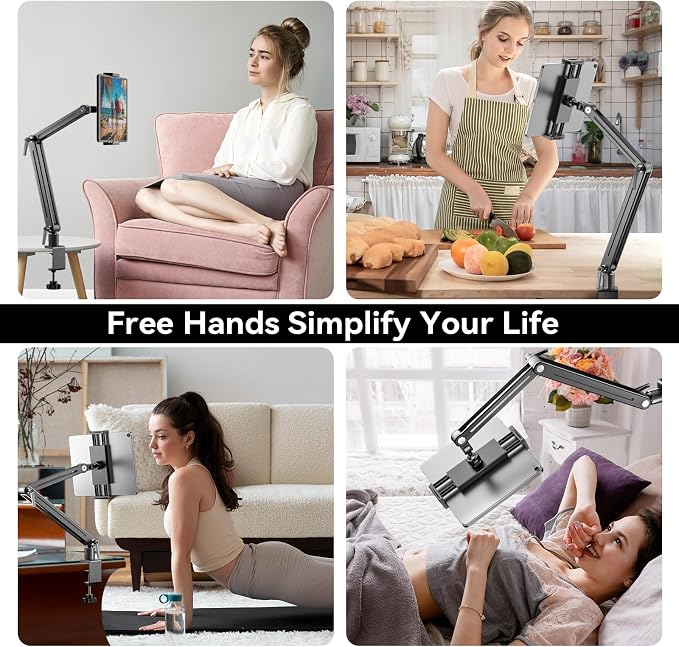 Mount Soporte para Tablet/Portable Monitor/Ereader - Strong Bearing Weight over 5.5lbs with Built-in Adjusting Wrench with 360°Rotate Base Fits for ipad 4.7-15.6" Tablet Stand Holder (Up to 15.6'')