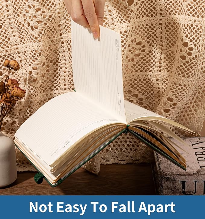Lined Journal Notebook for Women Men, A5 Hardcover Leather Journals for Writing, 200 Pages Thick Paper, Daily Journal Notebook for Work, School, Note Taking, Business, Travel, College Ruled