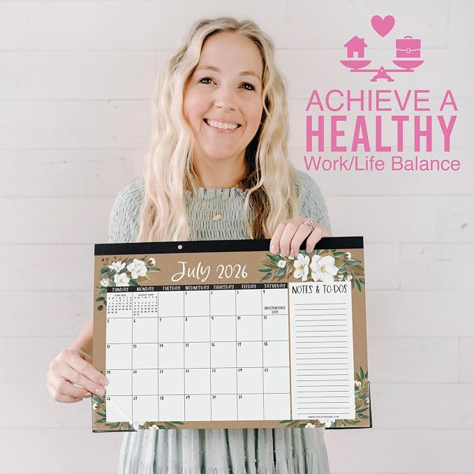 Hadley Designs Large Teacher Desk Calendar 2026-2027 - Desktop Calendar 2026, 18-Month Academic Desk Calendars for School, Home & Office, Cute Classroom Must Haves, Back to School Teacher Gifts