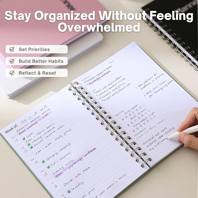 Undated Weekly Planner, A5, Dashboard Layout, Sage Green | Dateless, Top Priorities, To Do List, Habit Tracker, Weekly Notes Space, Weekly Reflection, For Work, School & Life