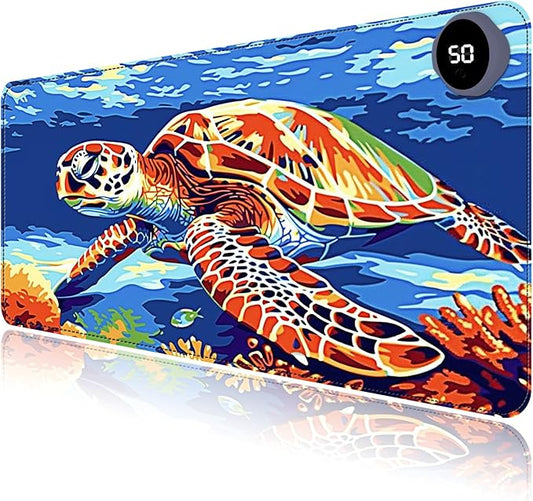Heated Mouse Pad with 3 Levels Heated & 3 Hours Auto Shut-Off Mouse Pad for Warming Hands in Office Home, 23.6" x 14.2"Large Safe Desk Mat Hand Warmer，Sea Turtle