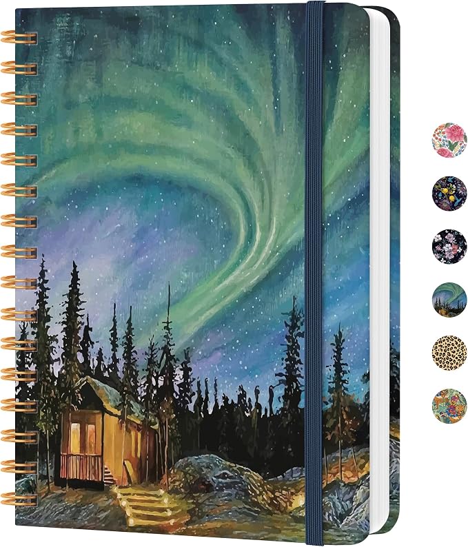 CICPAP Lined Spiral Journal Notebook, A5 College Ruled Notebook for Journaling, Note-Taking, and Daily Planning, Durable Hardcover with an Elegant Design, Aurora
