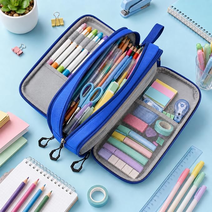 Pencil Case for Boys, Large Capacity Pencil Pouch with Zipper Compartments, Gamer Pen Bag Organizer for School Kids Teens