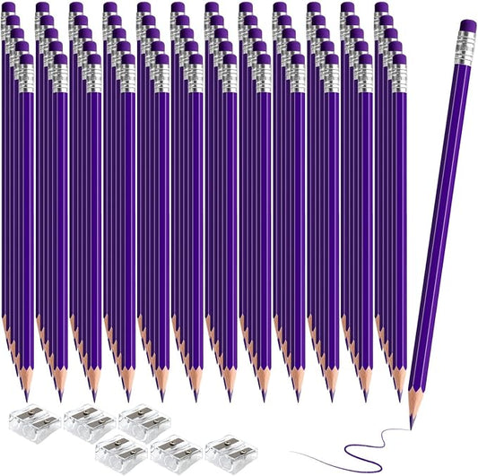 120 PCS Purple Pencils Bulk with Eraser, Pre-Sharpened HB Pencils for Writing & Drawing, School Supplies for Kids Homework, Tests, Art Crafts & Teacher Grading(Purple)