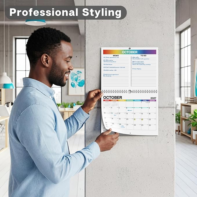 Dunwell Wall Calendar 2026-2027, 8.5" x 11", 18 Months Jul. 2026 to Dec. 2027, Durable Twin Wire Binding, Thick Paper, Small Desk Calendar Planner For Home, Office, School, Simple Design, Easy Read