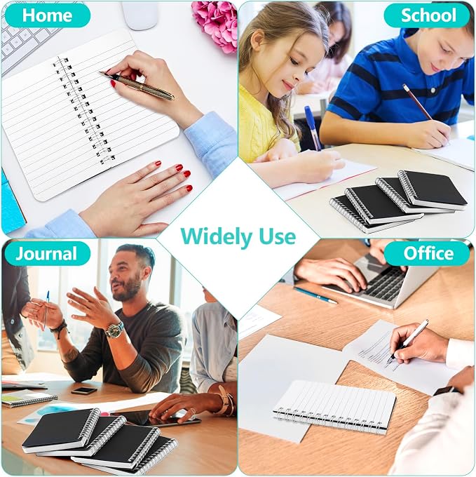 60 Pack Mini Spiral Notebooks, 3x5 Inch Small Pocket Notebooks, Black Cardboard Cover Memo Pads with Lined Pages, Small Spiral Notepads for Home Office Travel(60 Sheets/120 Pages)