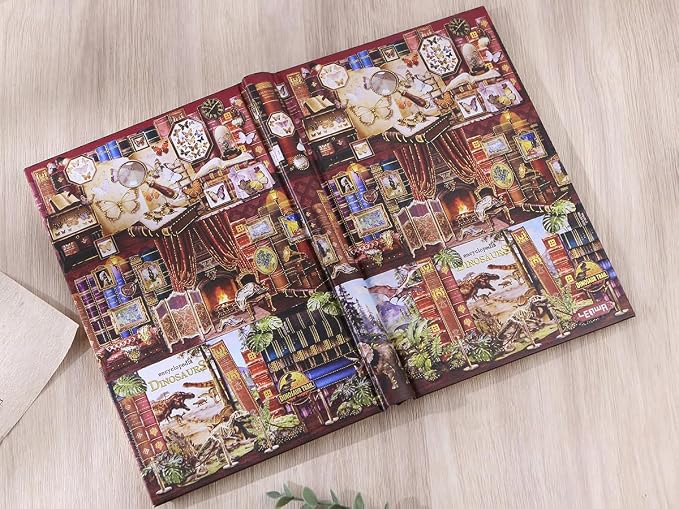 Hardcover Notebook Journal with 224 Pages, A5 Lined Notebook with 100 GSM Premium Thick Paper for Smooth Writing, Aesthetic Foil Embossed Vintage Museum & Dinosaur Notebook Journal for Men & Teens