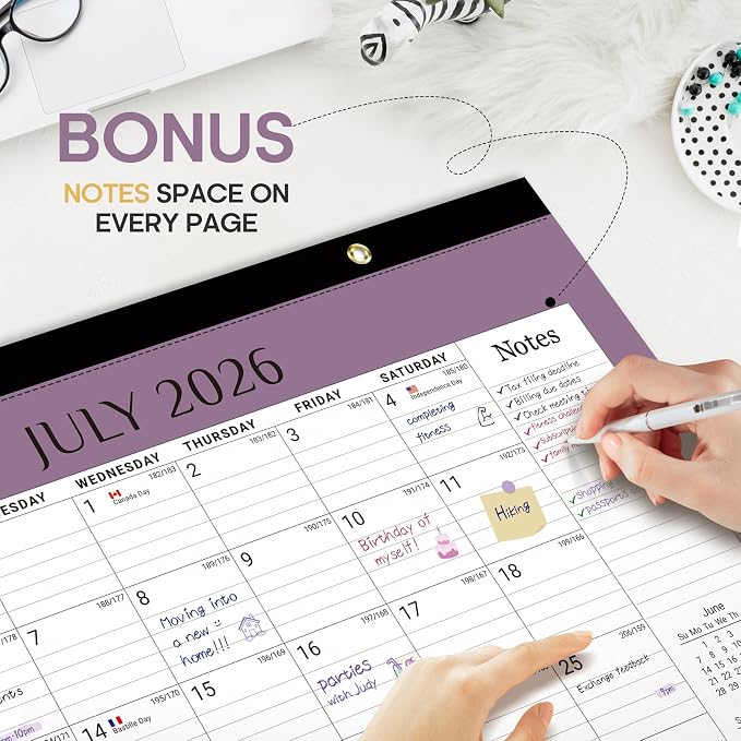 3 Pack of Desk Calendar 2026-2027, 18-Month Calendar Runs from July 2026 to December 2027, Large 17" x 12" Monthly Desktop & Wall Calendar for Home & Office - Boho