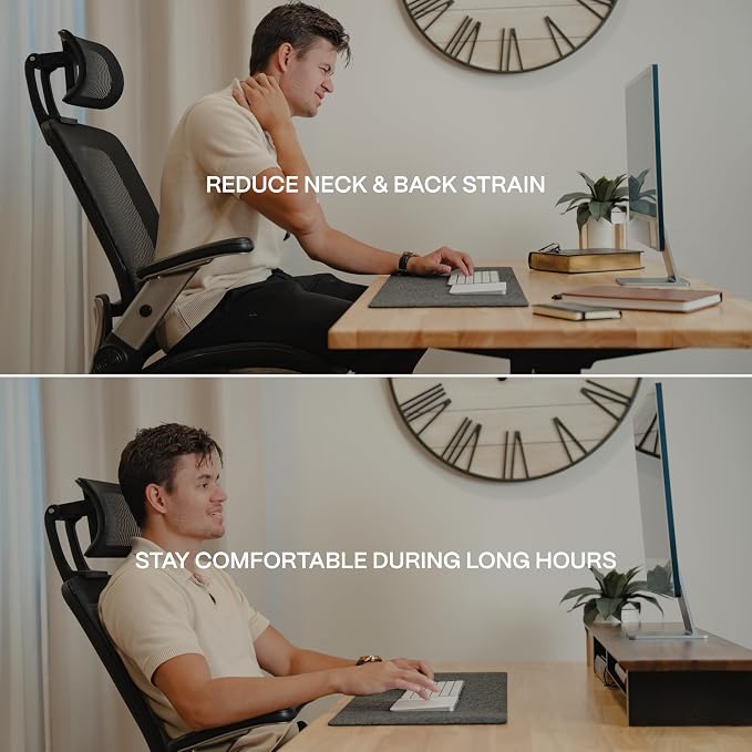 COREMINDED Solid Wood Dual Monitor Stand Riser, 42 Inch Walnut Desk Shelf | Fits 2 Monitors, Sturdy & Stable Solid Wood, Under Monitor Keyboard Storage, Office Desktop Organizer, Easy Assembly, Walnut
