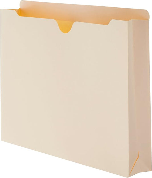 Amazon Basics Reinforced File Jackets, Letter Size, Straight-Cut Tab, 2 Inch Expansion, Manila, 50-Pack