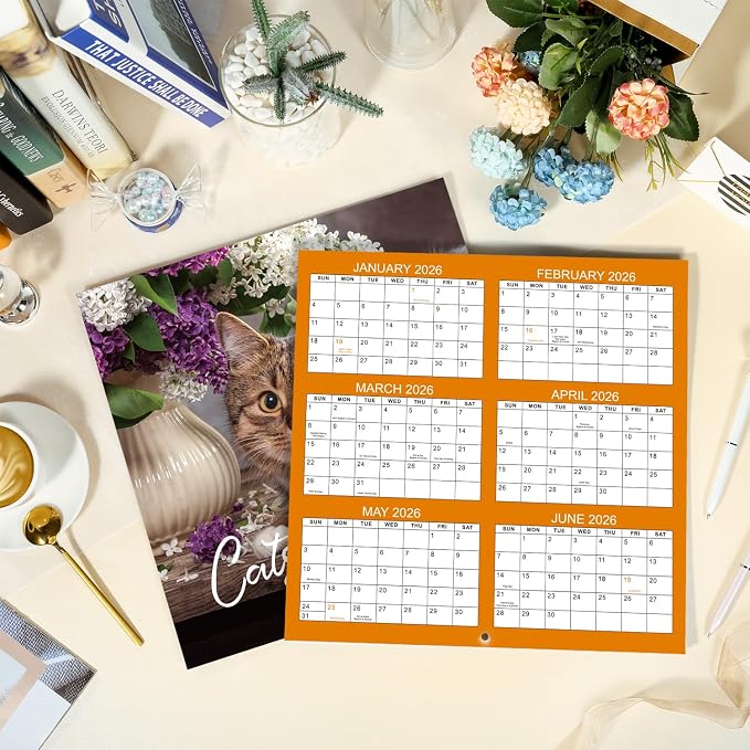 Calendar 2026-2027 - Wall Calendar 2026-2027, Jul. 2026 - Dec. 2027, 12" x 24" (Open), 18 Months Cat Calendar 26-27, Large Wall Calendar Kitten, Thick Paper, Unruled Blocks, Perfect for Organizing | 12" x 24" (Open), 18 Months Cat Calendar 26-27, Large...