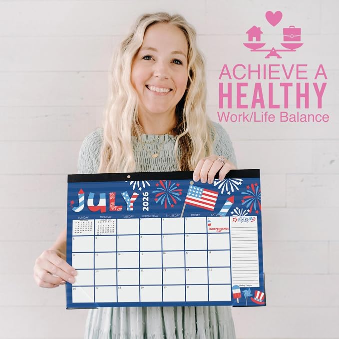 Hadley Designs Large Teacher Desk Calendar 2026-2027 - Desktop Calendar 2026, 18-Month Academic Desk Calendars for School, Home & Office, Cute Classroom Must Haves, Back to School Teacher Gifts
