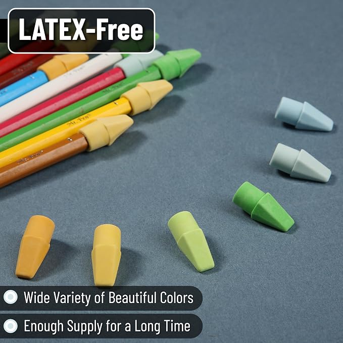 Mr. Pen- Pencil Erasers Toppers, 500 Pack, Colorful, Latex Free, No Smudge | Mr Pen Erasers for Pencils