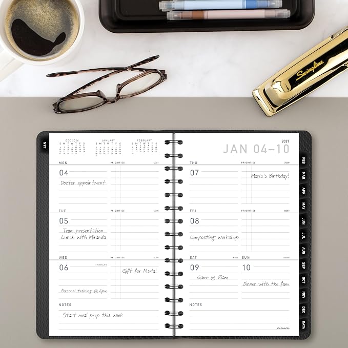 AT-A-GLANCE 2027 Planner, Weekly & Monthly, 5" x 8", Contemporary, Charcoal (70100X4527)