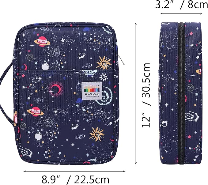 JAKAGO 220 Slots Colored Pencil Case Large Capacity Pen Holder for Artist Painter Zipper Organizer Bag for Marker Highlighter Storage Case for Office Sketch Travel Supplies (Night Sky)