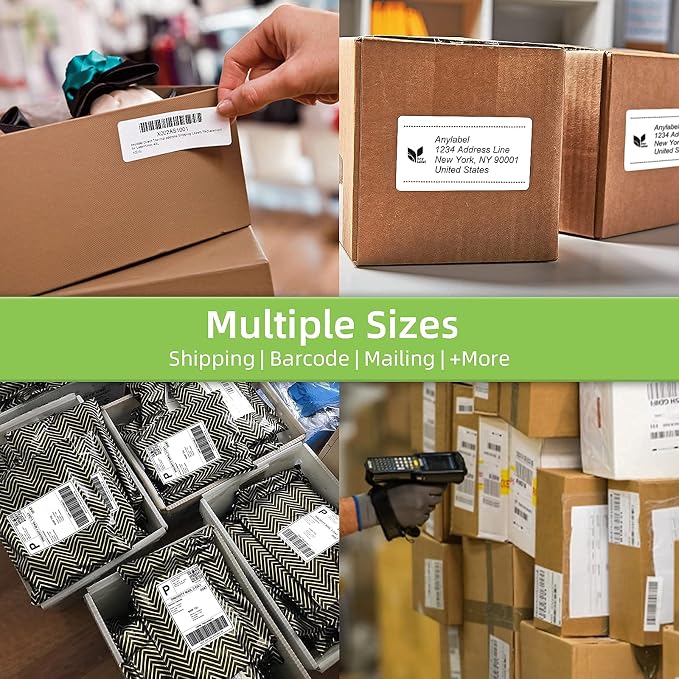 4" x 3" Direct Thermal Labels, Thermal Printer Labels for Shipping Address Barcodes, Thermal Stickers Compatible with Zebra, Rollo, Munbyn Thermal Labels Printers (12 Rolls, 500 Labels/Roll)