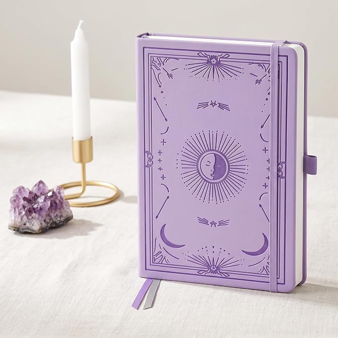 Dotted Journal Notebook for Women Men, 192 Pages, A5 (5.7'' x 8.3'') | Hardcover Leather Notebook with 100GSM Thick Paper for Traveling, Journaling, Planning, Tracking (Light Purple)