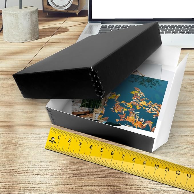 Golden State Art, Drop Front Archival Storage Box, 9.25"x11.75"x3"-Black | Acid-Free 8.5x11 Museum Photo Storage Box with Metal Edge, Preserve Documents, Prints, Poster, Photographs, Arts And Crafts