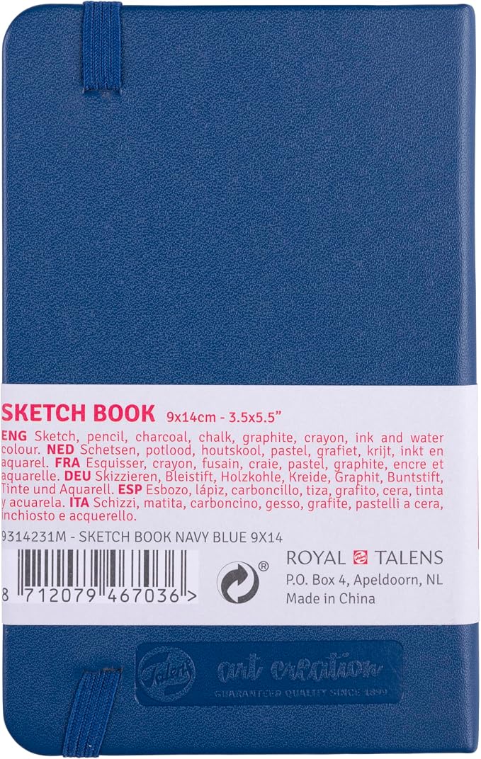 Talens Japan T9314-231M 452132 Art Creation Sketchbook, Drawing Notebook, 3.5 x 5.5 inches (9 x 14 cm), Navy Blue