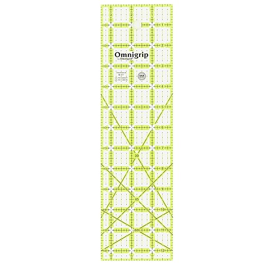 Omnigrip Non-Slip Rectangle Quilting Ruler, Cuts 3-1/2" x 12-1/2" Fabric | By Omnigrid, Sewing and Quilting Supplies