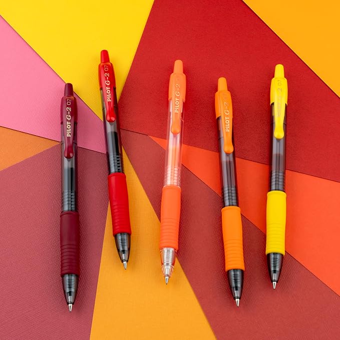Pilot G2 Premium Gel Roller Pens, G2 Boost Red Pens Pack, The Colors of Energy, 8 Pack Pouch, Fine Point 0.7 mm, Assorted