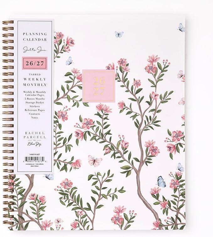 Blue Sky 2026-2027 Weekly & Monthly Academic Planner, 8.5"x11", Cherie | July 2026 - June 2027, Flexible Cover, Wirebound, Laminated Tabs, Storage Pocket, Stickers, Academic Year, Rachel Parcell