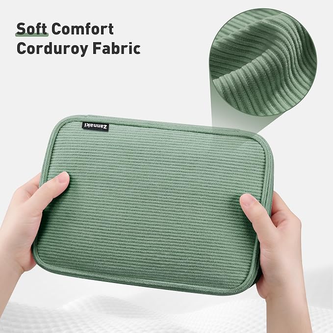 Zannaki Large Capacity Pencil Pouch Organizer | Soft Corduroy Pencil Box for Girls Boys Teens | Cute Big Pen Bag with Multiple Zipper Pockets - Pencil Case Storage for Art Supplies & Stationery-Green