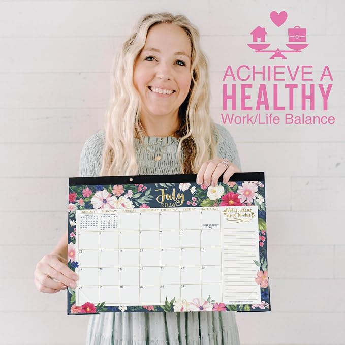 Hadley Designs Large Teacher Desk Calendar 2026-2027 - Desktop Calendar 2026, 18-Month Academic Desk Calendars for School, Home & Office, Cute Classroom Must Haves, Back to School Teacher Gifts