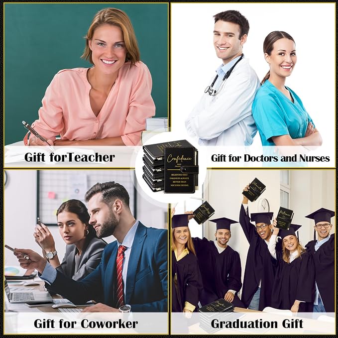 Tenceur 20 Sets Inspirational Gifts Bulk Leather Notebooks Pens with Growth Motivational Quotes for Employee Students Prizes Back to School Encouragement Appreciation Gifts (Black)