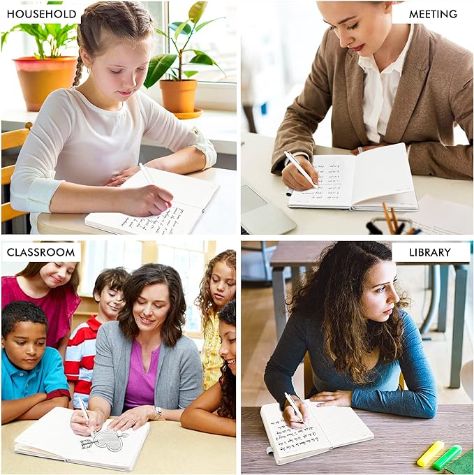 feela 3 Pack Notebooks Journals Bulk, Hardcover Notebook Classic Ruled Lined Journals with Pen Holder for Women Girls School Business Supplies, with 3 Black Pens, 120 GSM, 5.1”x8.3”, A5, White