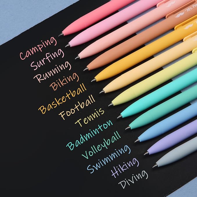 Mr. Pen- Retractable Gel Pens, 12 Pack, Assorted Colors Ink | Fine Point 0.7mm, Fast Dry, Smooth Writing, Cute Pens for Drawing, Writing Planner and School Supplies